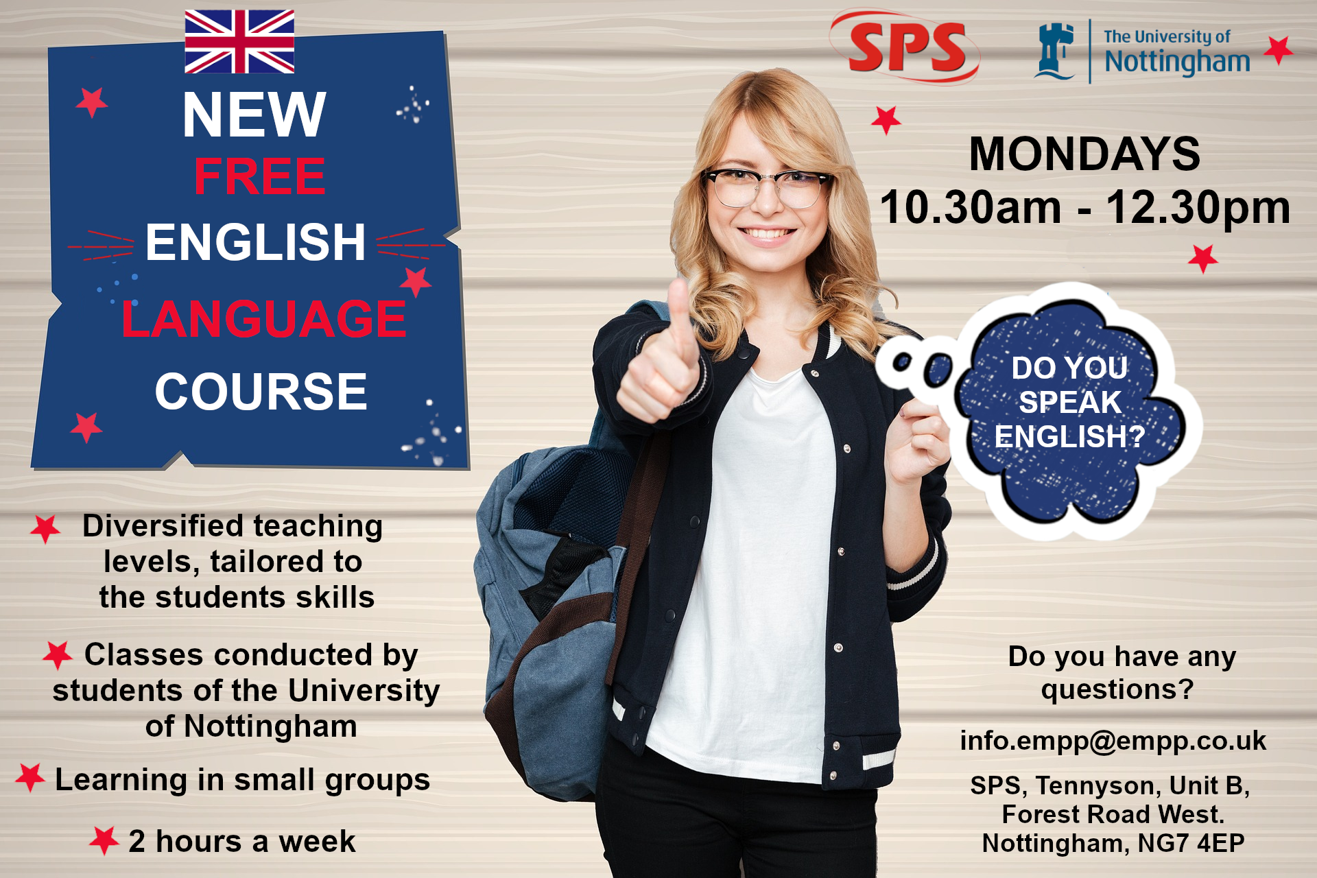 New Free English Course in Nottingham!